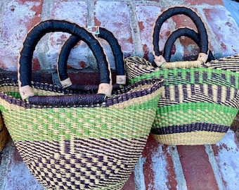 Ghana Shopper basket, African baskets, market basket, farmer's market, women weavers, coastal grandma
