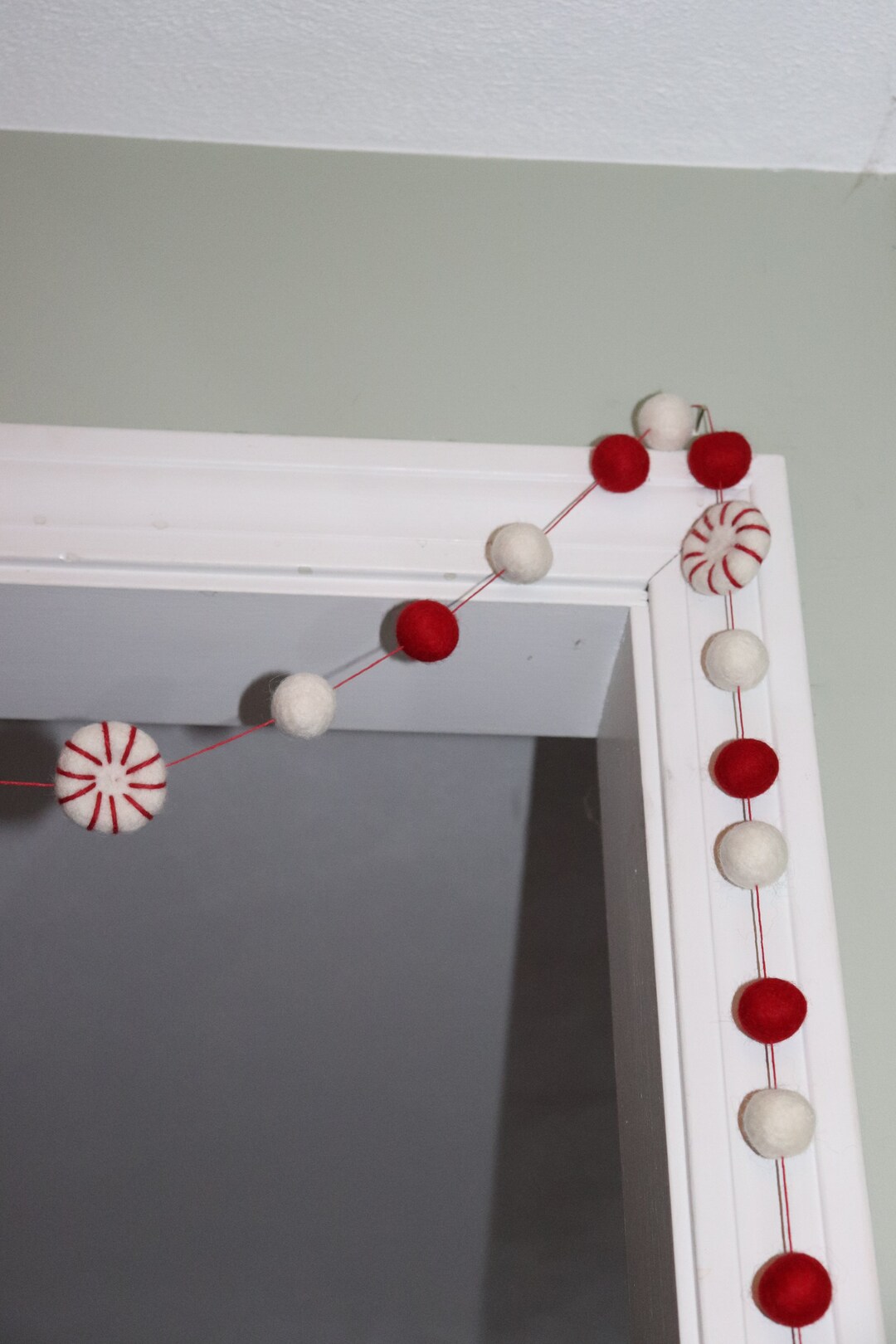 Peppermint Wool Felt Garland Holiday Decoration Christmas Etsy