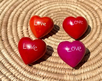 Hearts, Carved Kenyan Stone Love and Thank you hearts, Teacher gift, graduate gift, friend gift, shower or party favor