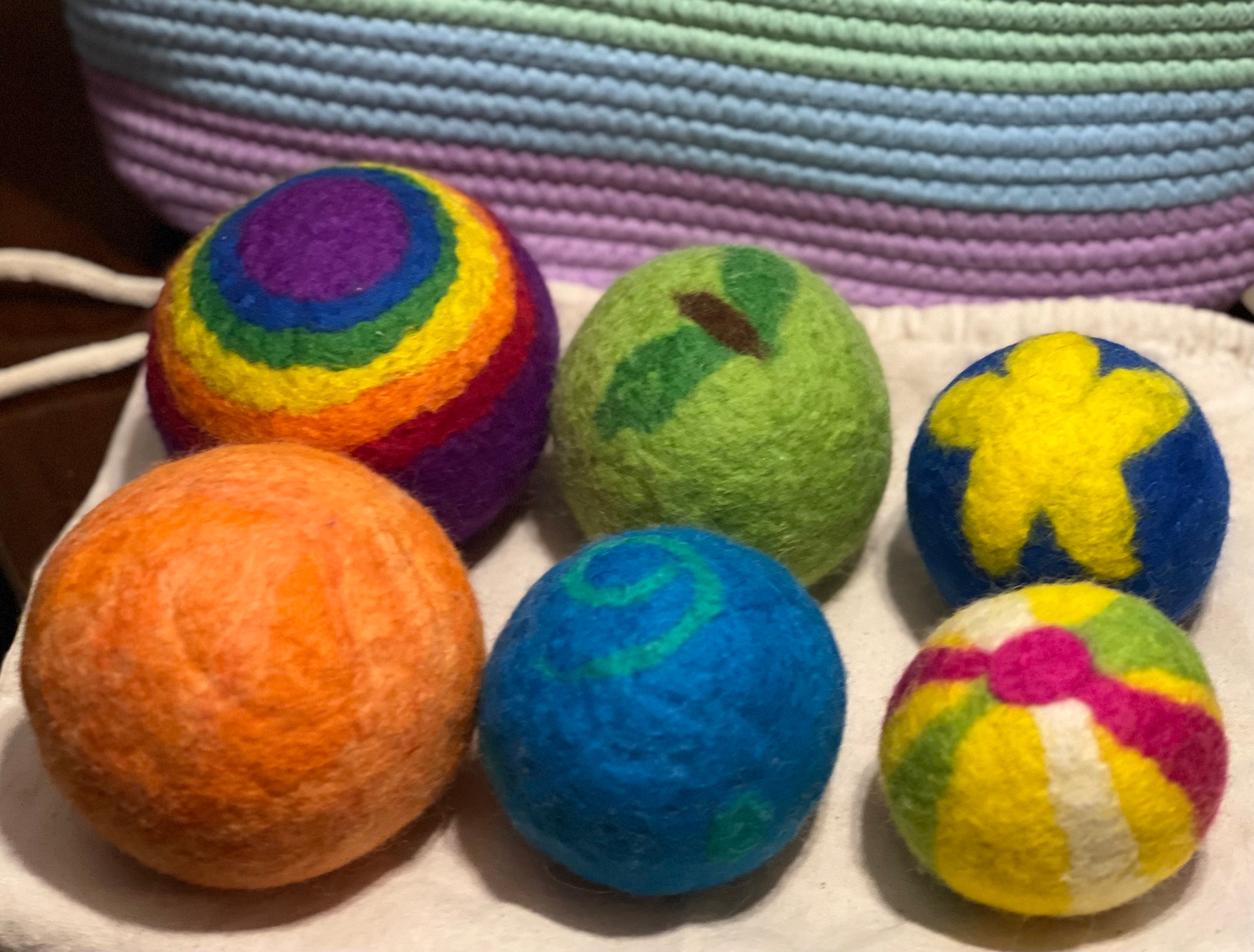 Brilliant Blue Felt Balls: 100% Wool Wet Felted Balls