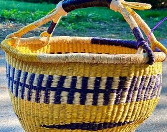 Bolga Basket African,  Wedding Gift Basket, Baby shower basket, Favor basket, Natural ecofriendly Basket, Garden basket, CSA basket