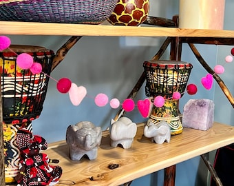 What the Heart wants Garland , Dorm garland, felt balls garland, heart garland