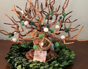 Greens African Baobab Tree, 12 inch tree, 7 inch holiday tree, Kwanzaa tree,  African tree, holiday decor, family gift, home decor