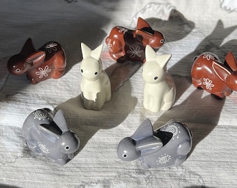 Small Soapstone Bunny, Kenyan hand carved soapstone bunny, rabbit figurine