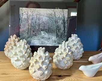 Pine Cone Sculpture, Kenyan carved soapstone, forest decor, mantel decor