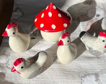 Soapstone Chickens, Hand carved Kenyan soapstone figures, spring chicken, farm animal