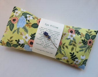 Mascarilla para ojos orgánica con lavanda y flores amarillas