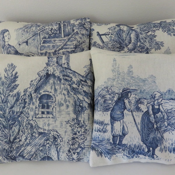 Lavender Bags, Organic Lavender, Toile de Jouy, Blue