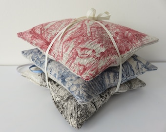 Sachets lavande, sachets toile de Jouy lavande, sachets lin lavande