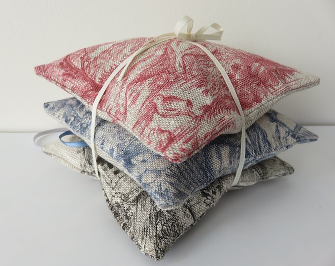 Lavender Bags, Toile de Jouy Lavender Sachets, Linen Lavender Bags