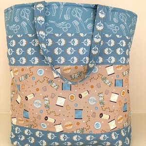 Quilted Cotton Craft Bag: Sewing, Knitting Project Tote