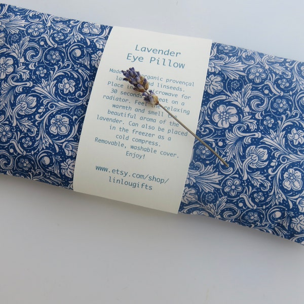 Eye Pillow Blue Floral, Lavender Relaxation Pillow for Yoga, Meditation and Self Care
