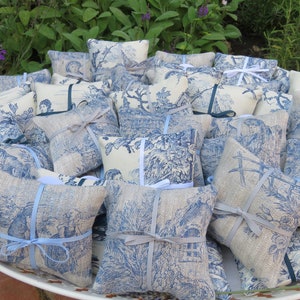 Sachets lavande, sachets lavande, sachets parfumés, toile de Jouy bleue