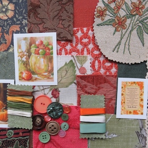 Zestaw do szycia Slow Stitch, Kolory jesieni, Junk Journaling, Sztuka tekstylna, Uważne szycie