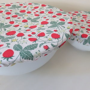Bowl Cover, Reusable, Zero Waste Cover, Wild Strawberries