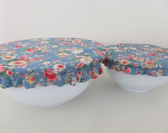 Reversible Bowl Cover, Zero Waste, Blue Floral