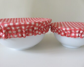 Bowl Cover, Bread Proving Cover, Orange Gingham