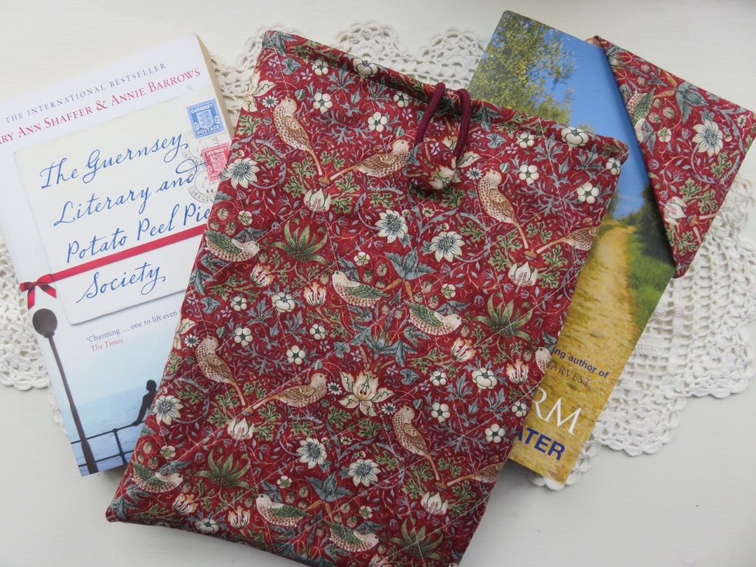 Book Cover Quilted Fabric Book Sleeve William Morris Etsy