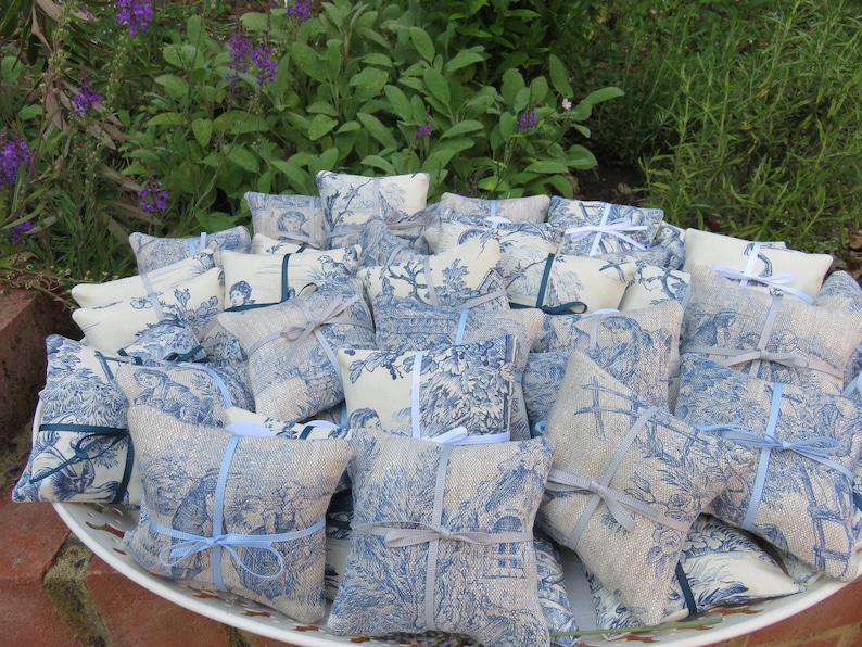 Organic Lavender Bags, Linen Toile de Jouy image 6