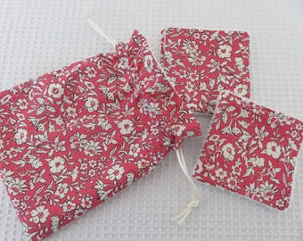 Make Up Pads and Bag Reusable, Liberty Fabric, Organic Bamboo Terry