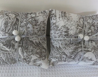 Lavender Bag, White and Grey Linen Toile de Jouy