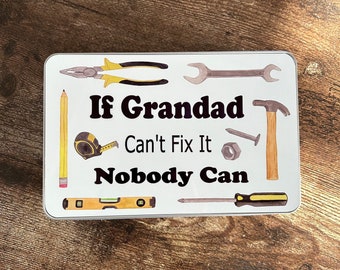 Grandad Gift, If Grandad Can’t Fix It Gift, Personalised Gift For Grandad, Dad Gift, Fathers Day Gift, Metal Tin, Daddy Gift, Bits and Bobs