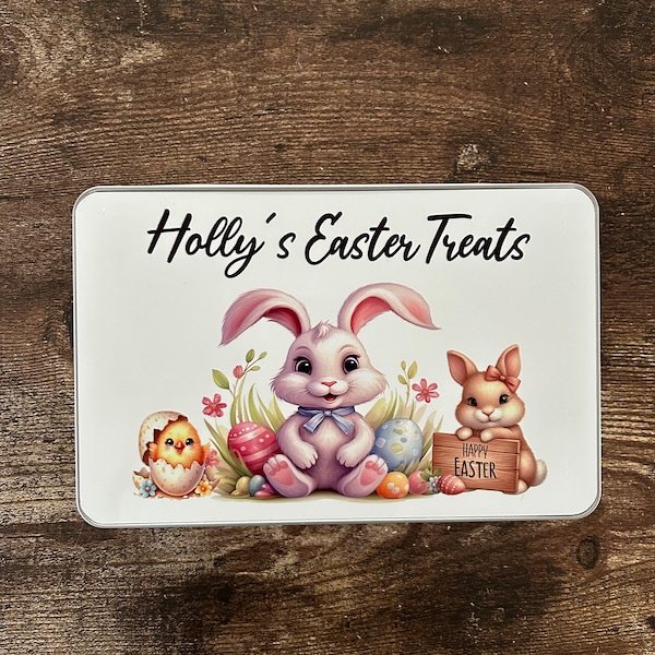 Easter Treats Tin, Easter Egg Tin, Easter Gift For Kids, Kids Easter Gift, Easter Gift, Treats Tin, Personalised Easter Tin