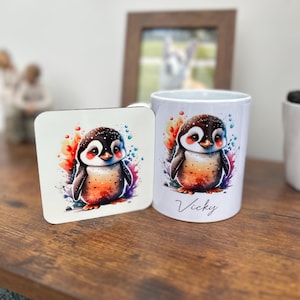Personalised Penguin Mug, Penguin Mug, Penguin Gift, Personalised Name Mug, Penguin Present, Cute Penguin Gift, Penguin, Penguin Cup