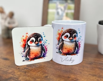 Personalised Penguin Mug, Penguin Mug, Penguin Gift, Personalised Name Mug, Penguin Present, Cute Penguin Gift, Penguin, Penguin Cup