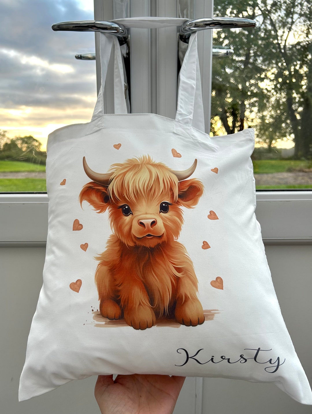 Love From Scotland Hghland Cow 38mm Square Badge - Etsy España