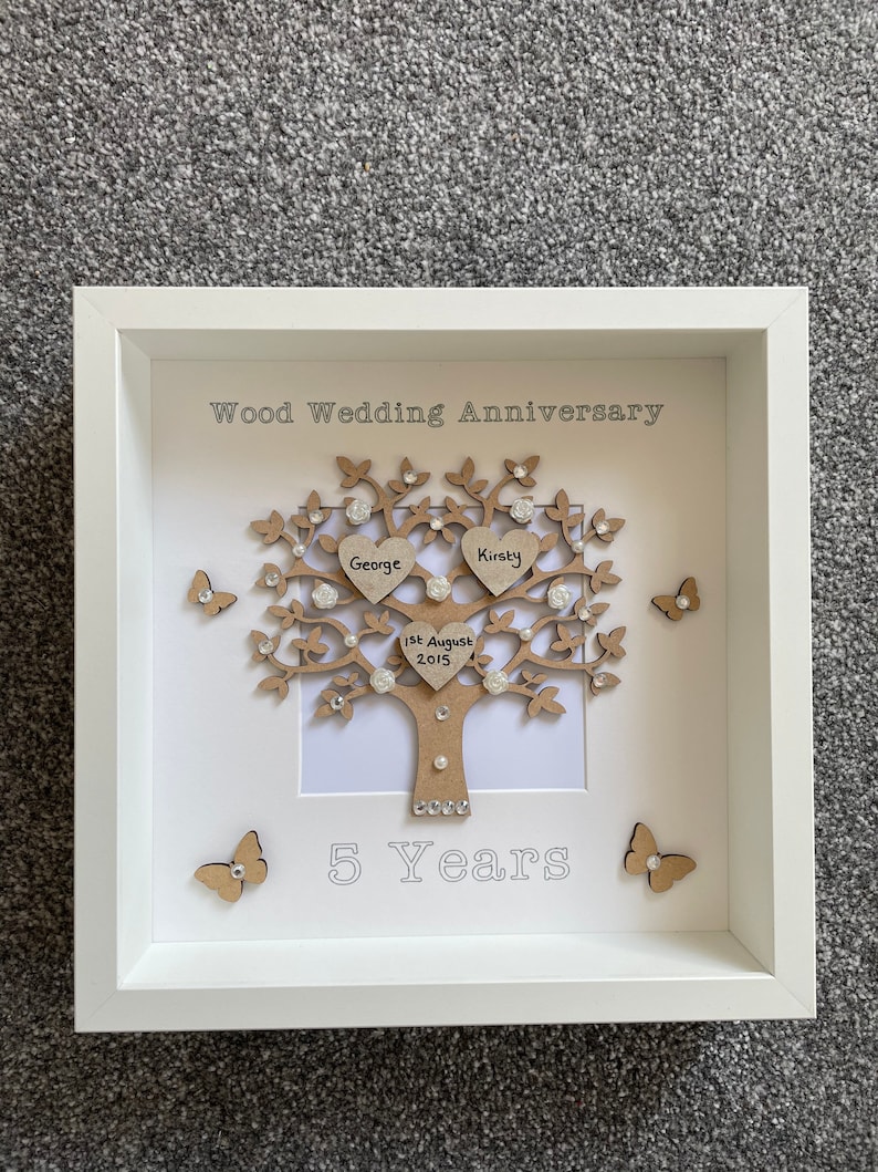 Wood Wedding Anniversary Frame Wedding Gift Personalised Etsy