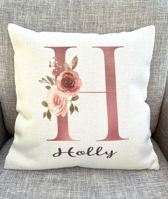 Personalised Initial Cushion Girls Bedroom Gift New Baby Girl Gift Baby Gift Cushion For Girls Bedroom Initial Flower Cushion