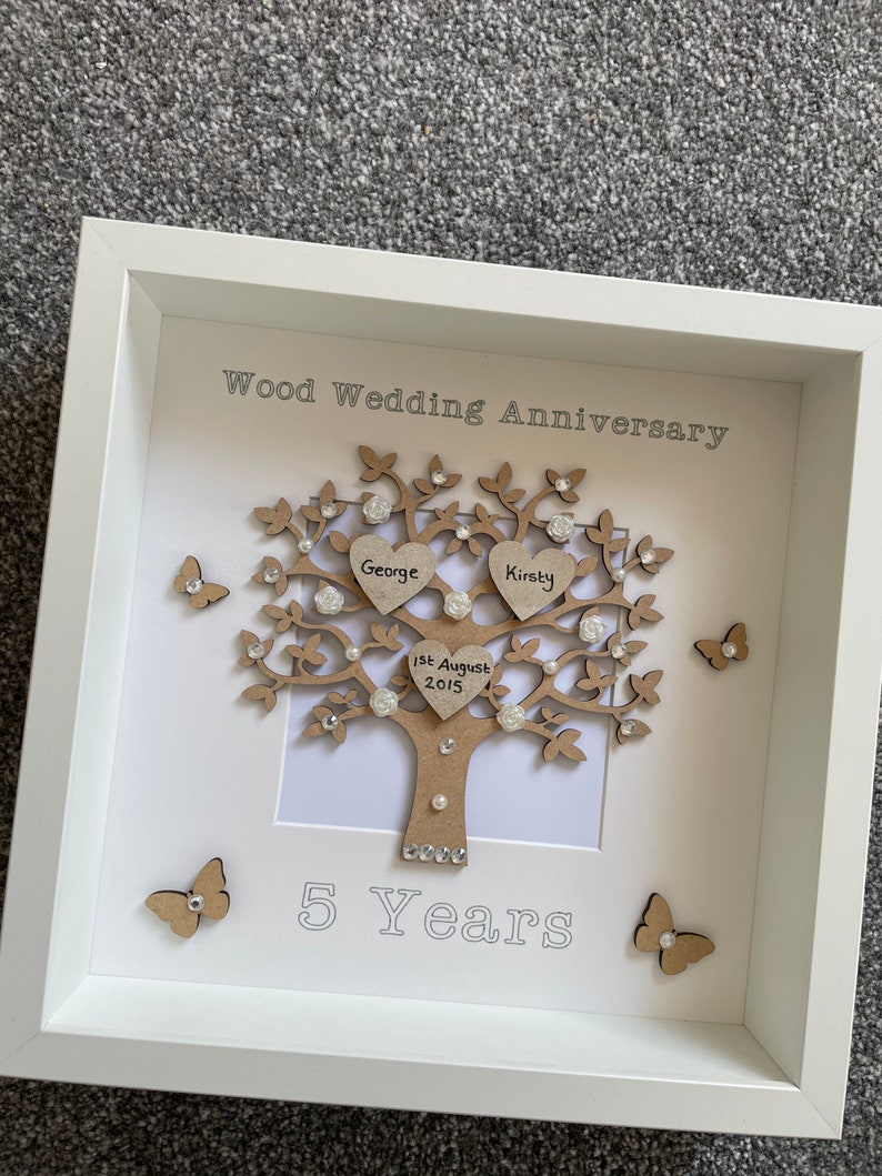 Wood Wedding Anniversary Frame Wedding Gift Personalised Etsy