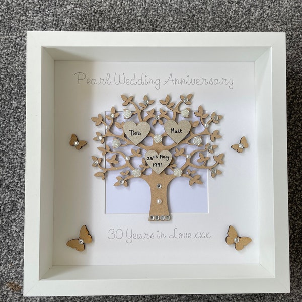 Pearl Wedding Anniversary Gift, Pearl Wedding Gift,Pearl Wedding Frame, Wedding Gift, 30th Wedding Gift, Personalised Frame