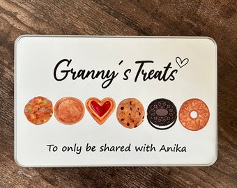 Granny's Treat Tin, Personalised Biscuit Tin, Personalised Nanny's Treats Jar, Christmas Gift For Granny, Treat Tin, Gift For Her, Mum Gift