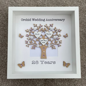 Orchid Wedding Anniversary Frame, Wedding Gift, Personalised, 28th Wedding Anniversary Gift, Wedding Anniversary Gift, Gift For Them Wedding
