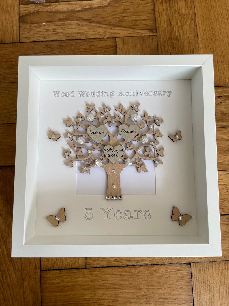 Wood Wedding Anniversary Frame Wedding Gift Personalised Etsy