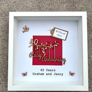 Ruby Wedding Anniversary Frame, Wedding Gift, Personalised, 40th Wedding Anniversary Gift, Wedding Tree Frame, Ruby Wedding, 40 Year Wedding