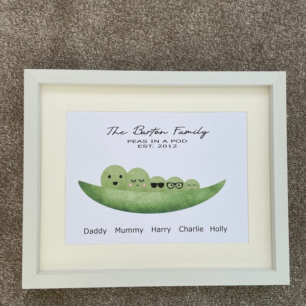 Peas In A Pod Family Print, A4 Family Print, Pea Family Print, Family Print For Mothers Day, Mothers Day Family Print, Peas In A Pod