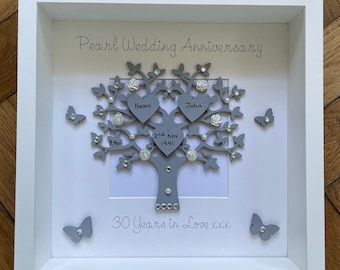 Pearl Wedding Anniversary Gift, Pearl Wedding Gift,Pearl Wedding Frame, Wedding Gift, 30th Wedding Gift, Personalised Frame