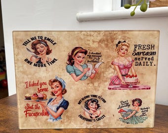 Funny Chopping Board, Vintage Chopping Board, Retro Kitchen Chopping Board, Gift For Mum, Retro Gift, Sarcastic Gift, Sarcasm Gift, Kitchen