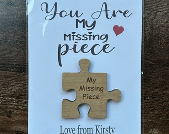 Wooden My Missing Piece Puzzle Gift, Romantic Keepsake Token, Valentines Day Gift, 5th Wedding Anniversary, Wood Wedding Gift, Missing Piece