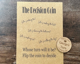 New Couple Decision Coin, Couple Decision Coin, Stocking Filler, Gift For Boyfriend, Gift For Girlfriend, Decision Coin, Wood Decision Coin