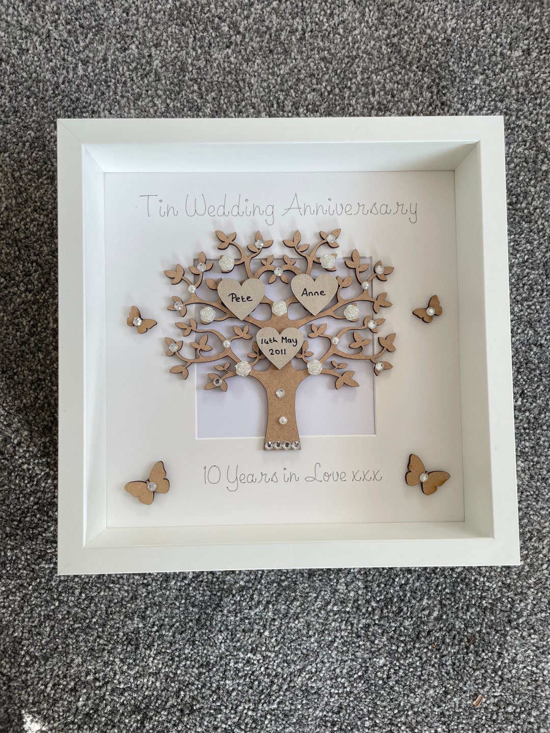 Tin Wedding Anniversary Frame, Wedding Gift, Personalised Frame, Tree ...