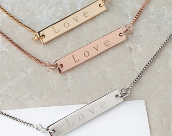 Love Bar Necklace with Adjustable Chain