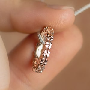 Rose Gold Good Luck Blessing Clover Ring Necklace in Solid Sterling Silver