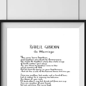 Kahlil Gibran On Marriage Print, Marriage poster, Anniversary poem, Kahlil Gibran print, Calligraphy art, Calligraphy poster, Poster print
