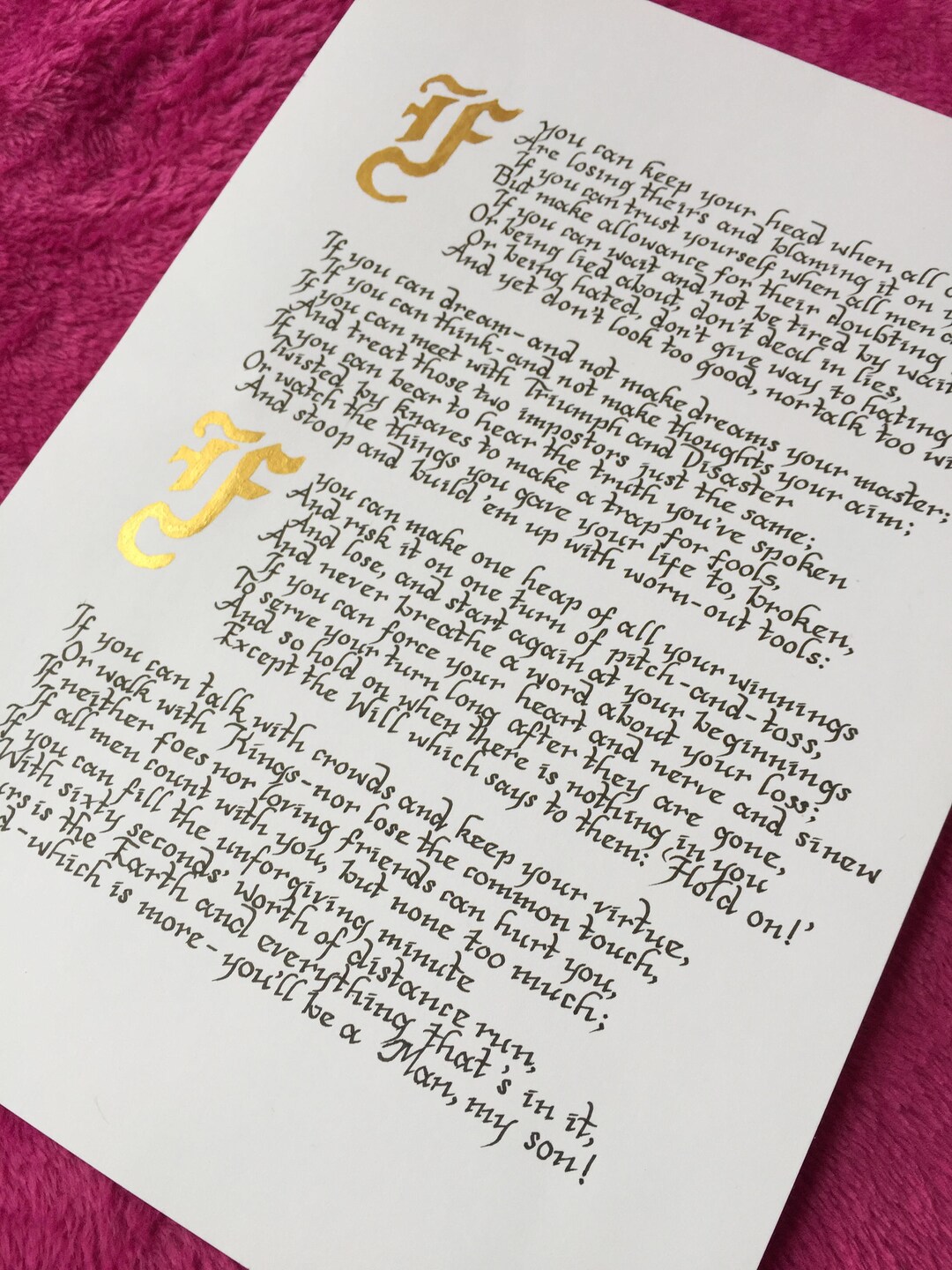 If Printable Handwritten IF Poem by Rudyard Kipling, Calligraphy IF Print, A4 If, A3 ...