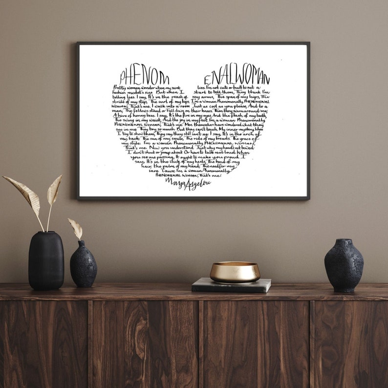 Phenoms Text Handwritten Phenomenal Woman Maya Angelou Poem Print: Wall Art - Etsy