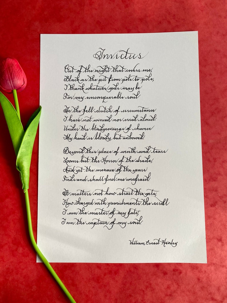 INVICTUS Handwritten, Invictus Poem Calligraphy Invictus, Inspirational ...